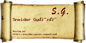 Sneider Győző névjegykártya